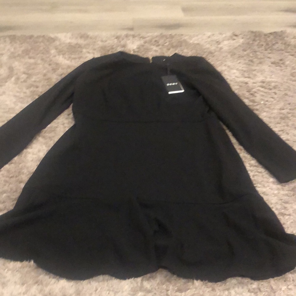DKNY black flounced hem dress NWT - Picture 6 of 7